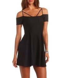 Charlotte Russe Geo Quilted Strappy Off The Shoulder Skater Dress