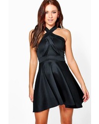Boohoo Lilly Cross Front Panel Detail Skater Dress