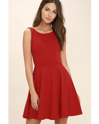 LuLu*s Call Me Anytime Red Backless Skater Dress