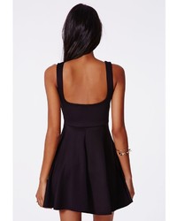 Missguided Hazel Scuba Skater Dress Black