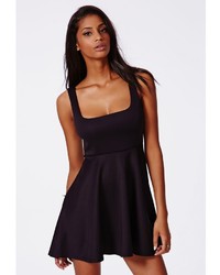 Missguided Hazel Scuba Skater Dress Black