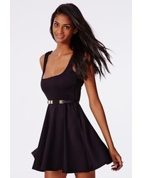 Missguided Hazel Scuba Skater Dress Black