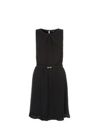 New Look Tall Black Belted Skater Dress
