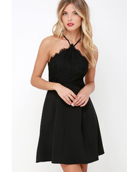 LuLu*s Pleats And Thanks Ivory Lace Skater Dress