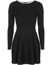 Topshop Ribbed Skater Dress With Lace Up Back