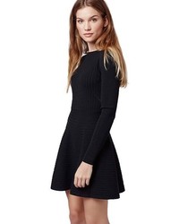 Topshop Ribbed Skater Dress With Lace Up Back