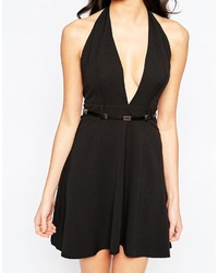 Oh My Love Skater Dress With Deep Plunge