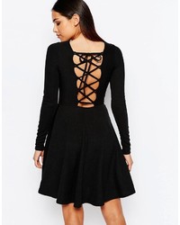 Club L Skater Dress With Extreme Lace Up Back