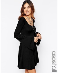 Asos Tall Skater Dress With Scooped Neck And Flared Sleeves