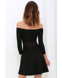 LuLu*s Yes To The Mesh Black Skater Dress