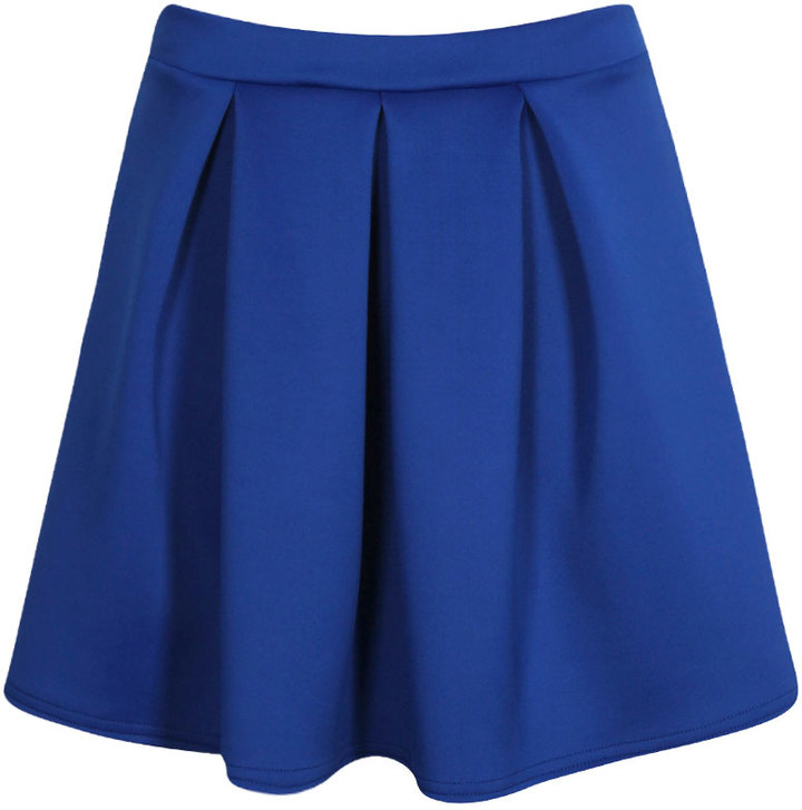 Boohoo Katty Scuba Box Pleat Skater Skirt, $18 | BooHoo | Lookastic