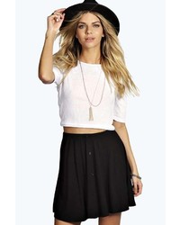 Boohoo Penny 90s Grunge Button Front Skater Skirt