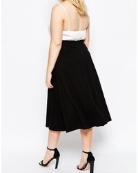 Asos Curve Curve Midi Skater Skirt With Poppers