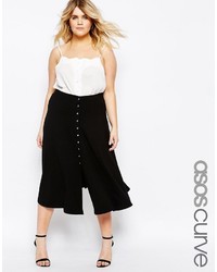 Asos Curve Curve Midi Skater Skirt With Poppers