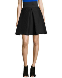 Milly High Waisted Pleated A Line Bubble Skirt Black