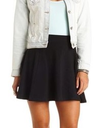 Charlotte Russe High Waisted Solid Cotton Skater Skirt