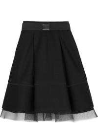 Donna Karan New York Pleated Mesh Trimmed Scuba Modal Skirt