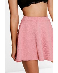 Boohoo Nuala Textured Rose Full Skater Skirt