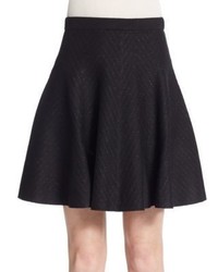Saks Fifth Avenue BLACK Metallic Chevron Striped Skater Skirt