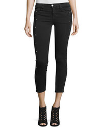 J Brand Alba Embellished Skinny Cropped Jeans Black