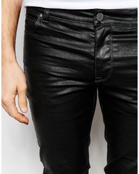 Asos Brand Super Skinny Jeans In Coated Black