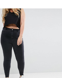 Asos Curve Asos Design Curve Ridley High Waist Skinny Jeans In Washed Black