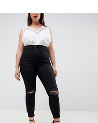Asos Curve Asos Design Curve Rivington High Waisted Jeggings With Frayed Knee Rip Detail
