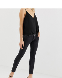 Asos Petite Asos Design Petite Extreme Low Rise Skinny Jeans In Washed Black