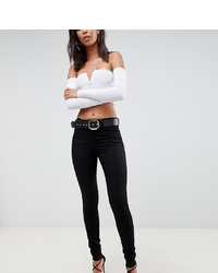 Asos Tall Asos Design Tall Lisbon Mid Rise Skinny Jeans In Clean Black In Ankle Grazer Length
