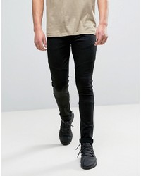 ASOS DESIGN Asos Super Skinny Jeans With Biker Panels In Black
