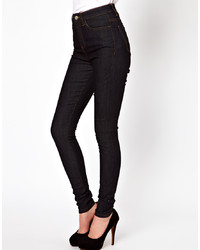 Asos Uber High Waisted Ultra Skinny Jeans In Clean Indigo