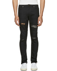 Saint Laurent Black Studded Low Waisted Skinny Jeans