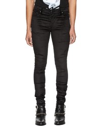 Amiri Black Velour Skinny Stack Jeans