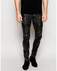 Asos Brand Extreme Skinny Jeans In Coated Black