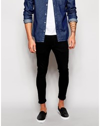 Asos Brand Extreme Super Skinny Jeans In Cropped Length In Black