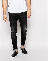 Asos Brand Extreme Super Skinny Jeans With Abrasions