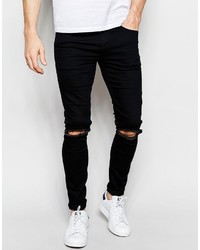 Asos Brand Extreme Super Skinny Jeans With Knee Rips