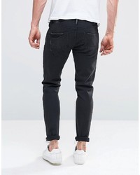 Asos Brand Selvedge Skinny Jeans In 13oz Black