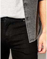 Asos Brand Skinny Jeans In 115oz Black Denim