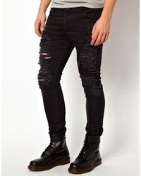 Asos Brand Super Skinny Jeans With Extreme Rips