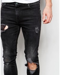Asos Brand Super Skinny Jeans With Open Rips