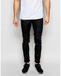 Cheap Monday Jeans Tight Skinny Fit Superstretch Coated Black