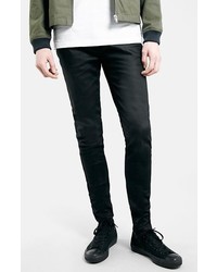 Topman Coated Stretch Skinny Fit Jeans