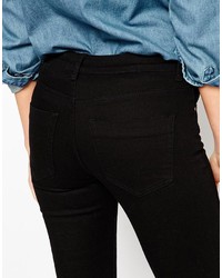Asos Collection Lisbon Skinny Mid Rise Ankle Grazer Jeans In Clean Black