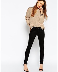 Asos Collection Lisbon Skinny Mid Rise Jeans In Clean Black