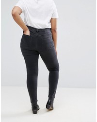 Asos Curve Curve Ridley High Waist Skinny Jeans In Quintessential Washed Black