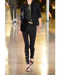 Anthony Vaccarello Embellished High Rise Skinny Jeans Black