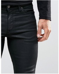 Asos Extreme Super Skinny Jeans In Leather Look Black