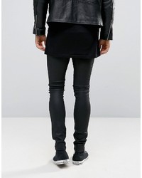 Asos Extreme Super Skinny Jeans In Leather Look Black