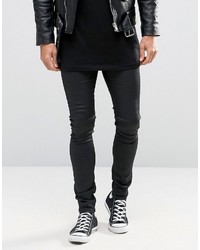 Asos Extreme Super Skinny Jeans In Leather Look Black
